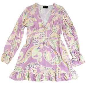 ASOS Women's Size 10 Long Sleeve Mini Length Lightweight Floral Print Dress NWT